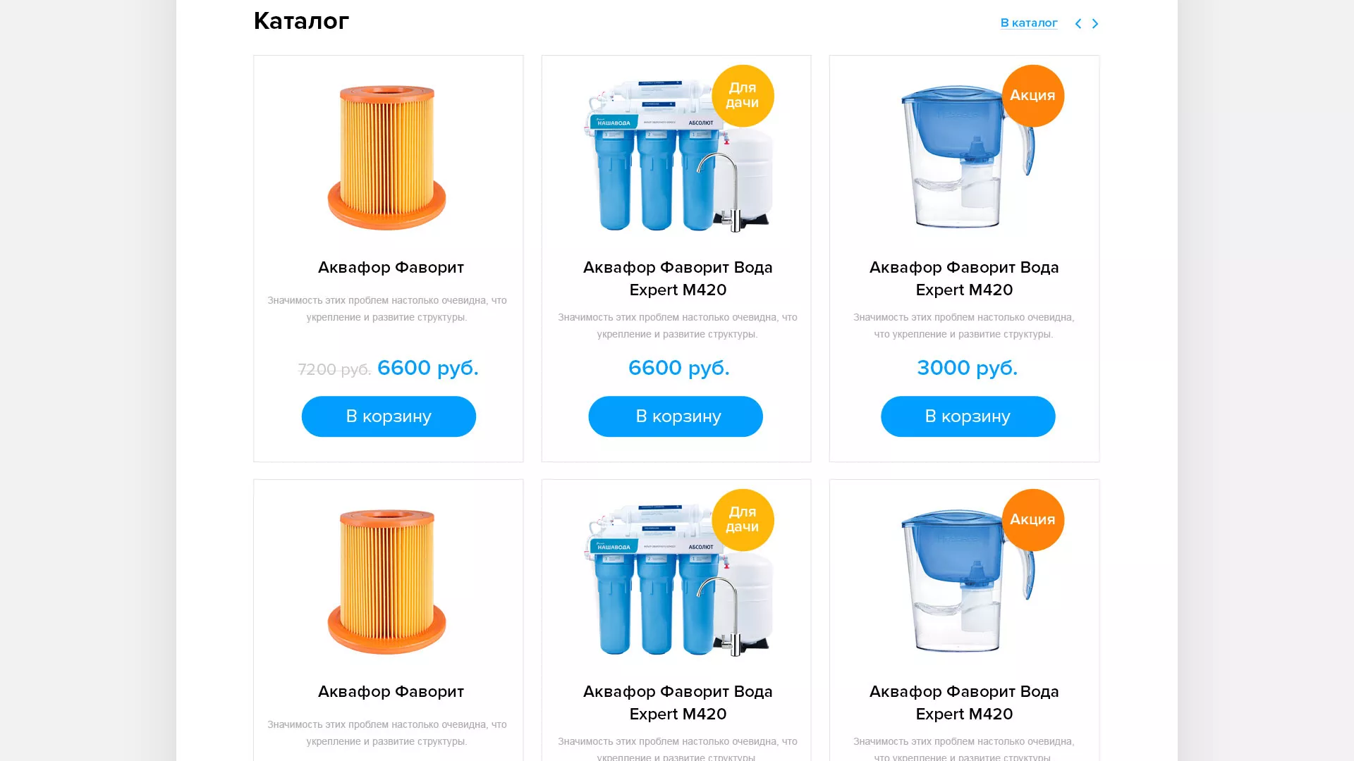 Создание интернет-магазина «Водолей» по продаже фильтров очистных сооружений в Долгопрудном