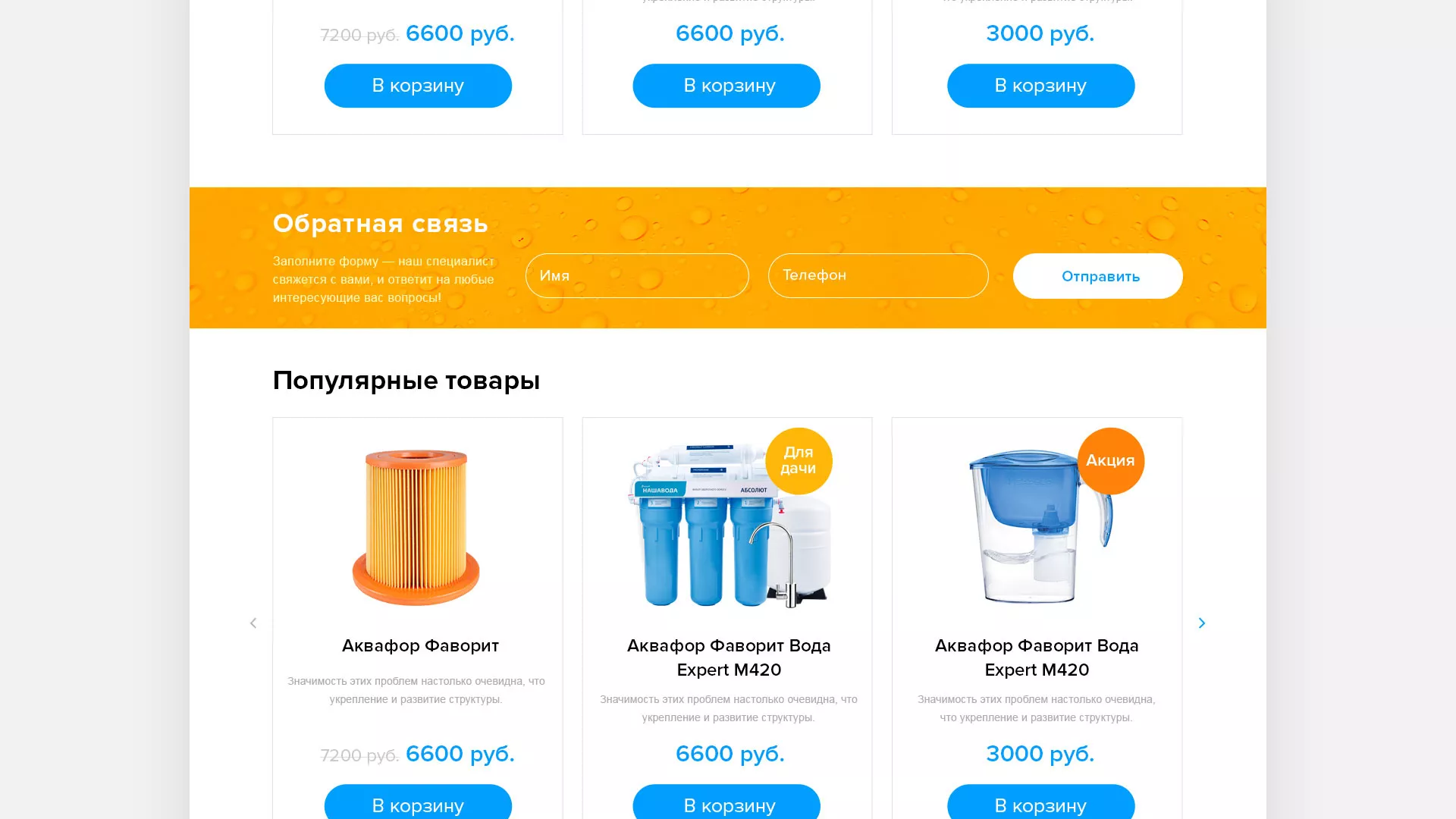 Создание интернет-магазина «Водолей» по продаже фильтров очистных сооружений в Долгопрудном