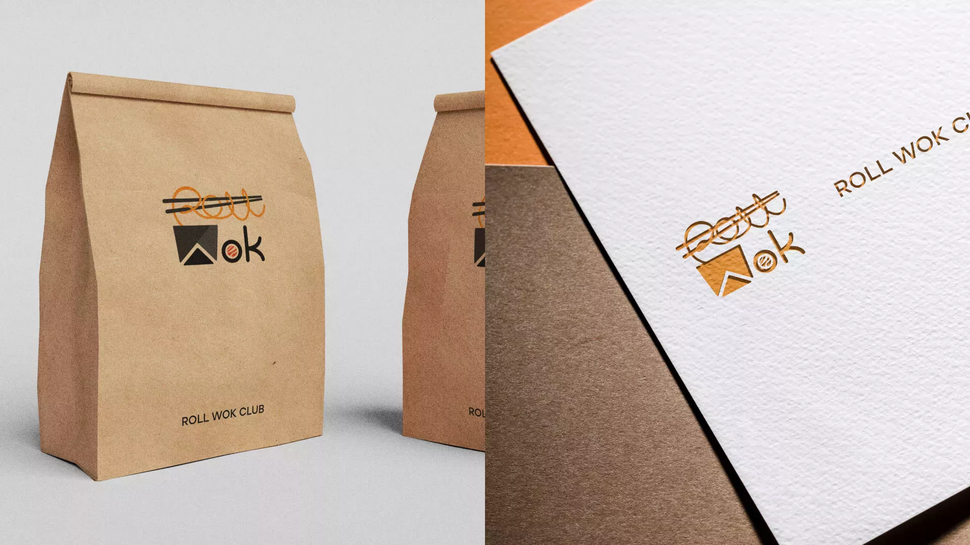 Разработка логотипа суши-бара «Roll Wok Club» в Долгопрудном