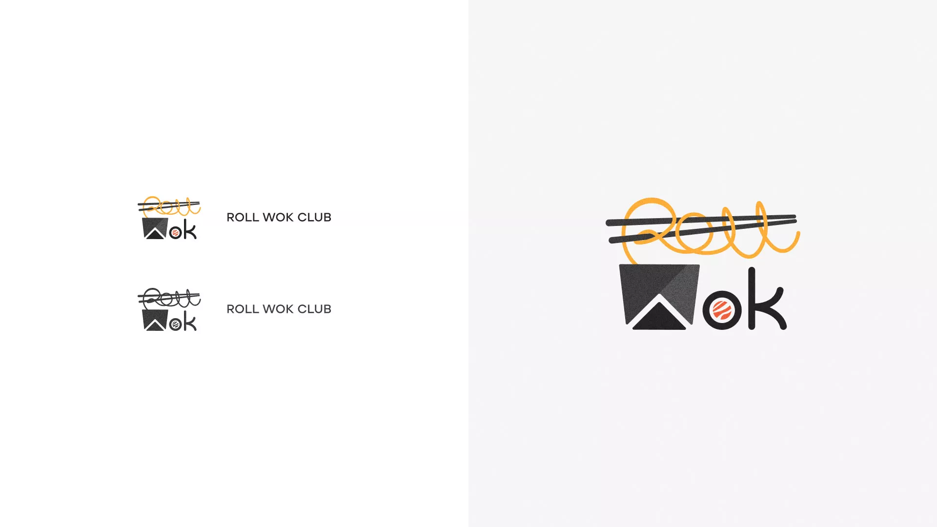 Разработка логотипа суши-бара «Roll Wok Club» в Долгопрудном